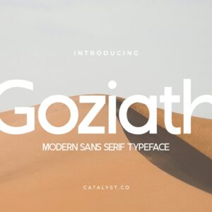 Goziath Modern Sans Serif Font typeface excellent used for the manufacture quote text, logotype, header magazine, and many more. Main Features TTF, OTF & WOFF Format Uppercase & Lowercase Ligatures & Alternate Numeral & Punctuations Multilingual Support